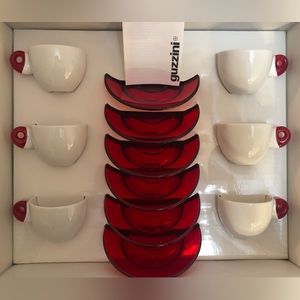 Brand new - Guzzini espresso cups - RED set of 6
